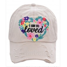 I Am So Loved Baseball Cap Western Mujer Embroidered Distressed Stone Color Hat  eb-57953327